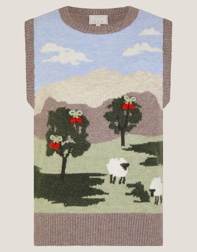 Monsoon x Sarah Corbett-Winder Countryside Knitted Vest, Mink (MINK), large