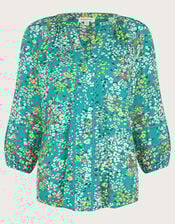 Micola Floral Jersey Top, Teal (TEAL), large