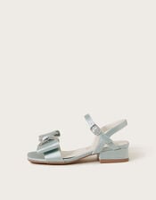 Diamante Bow Satin Sandals, Green (GREEN), large