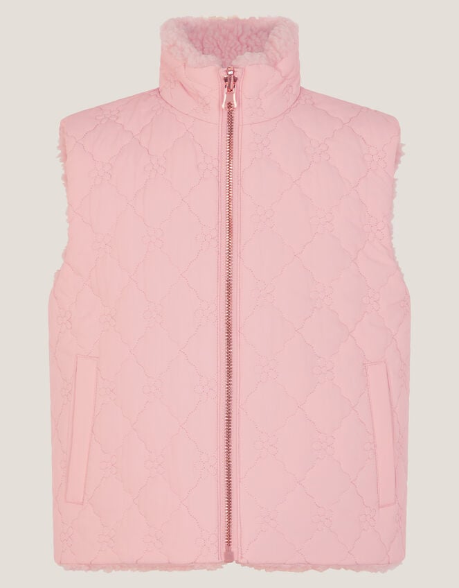 Reversible Floral Quilted Gilet, Pink (PINK), large