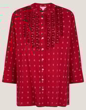 Poppy Ruffle Print Blouse, Red (RED), large