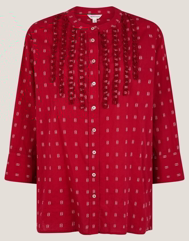 Poppy Ruffle Print Blouse, Red (RED), large