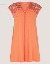 Juliet Embroidered Mini Kaftan, Orange (ORANGE), large