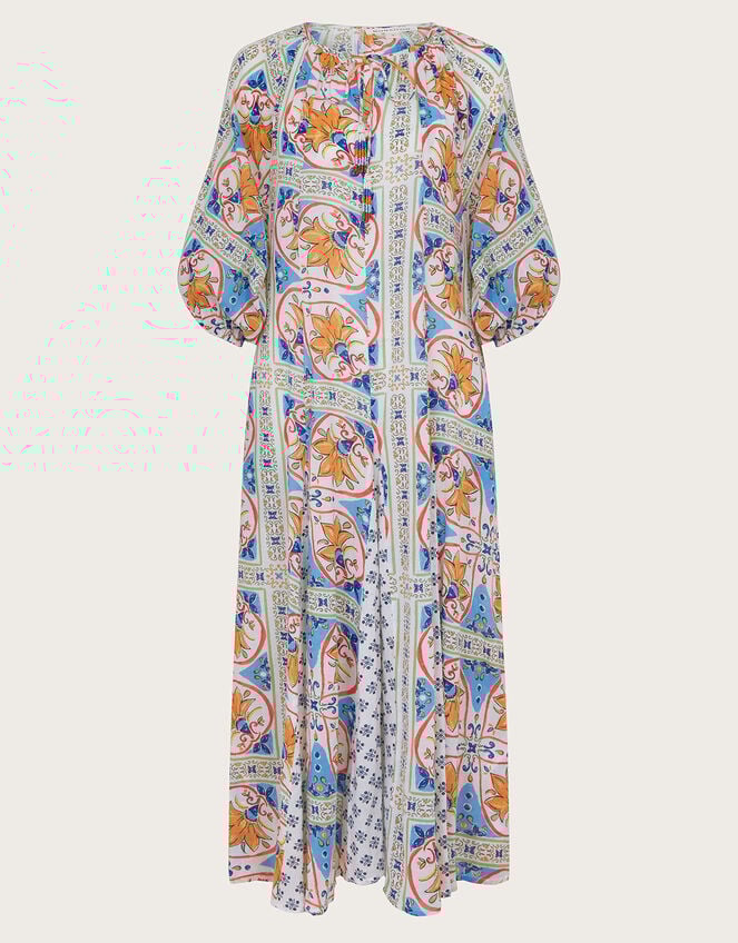 Riviera Godet Dress, Blue (BLUE), large