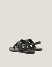 Cali Tassel Leather Sandals, Black (BLACK), large