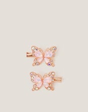 2-Pack Gemstone Butterfly Hair Clips, Pink (PINK), large