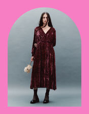 East Jude Print Velvet Midi Dress, Red (BERRY), large