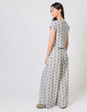 Traffic People Rene Floral Wide Leg Trousers, Blue (NAVY), large