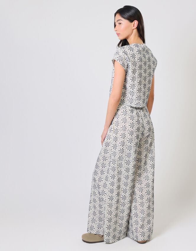 Traffic People Rene Floral Wide Leg Trousers, Blue (NAVY), large