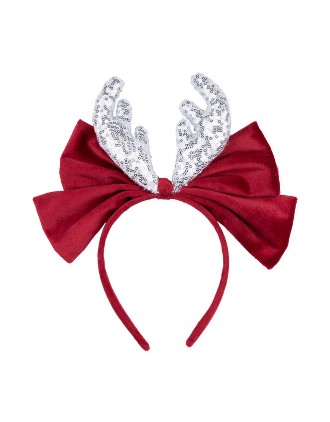 Meri Meri Velvet Bow Reindeer Antler Headband, , large