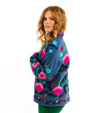 Wild Tiger Floral Embroidered Jacket, Blue (BLUE), large