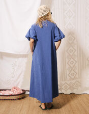 FRNCH Assunta Puff Sleeve Stripe Maxi Dress, Blue (BLUE), large