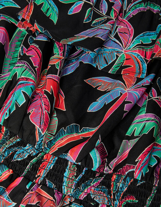 Neon Tropical Print Playsuit, Black (BLACK), large