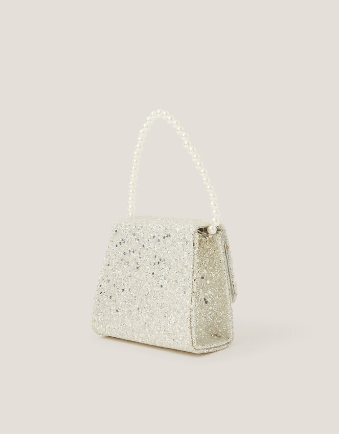 Glitter Pearl Bow Handbag & Hair Clips Set, , large