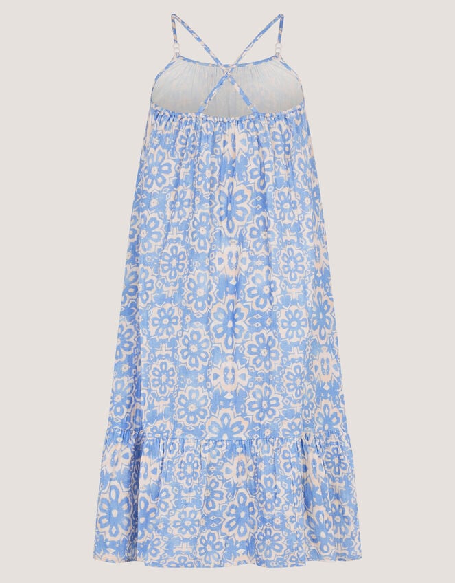 Ikat Print Strappy Dress, Blue (NAVY), large