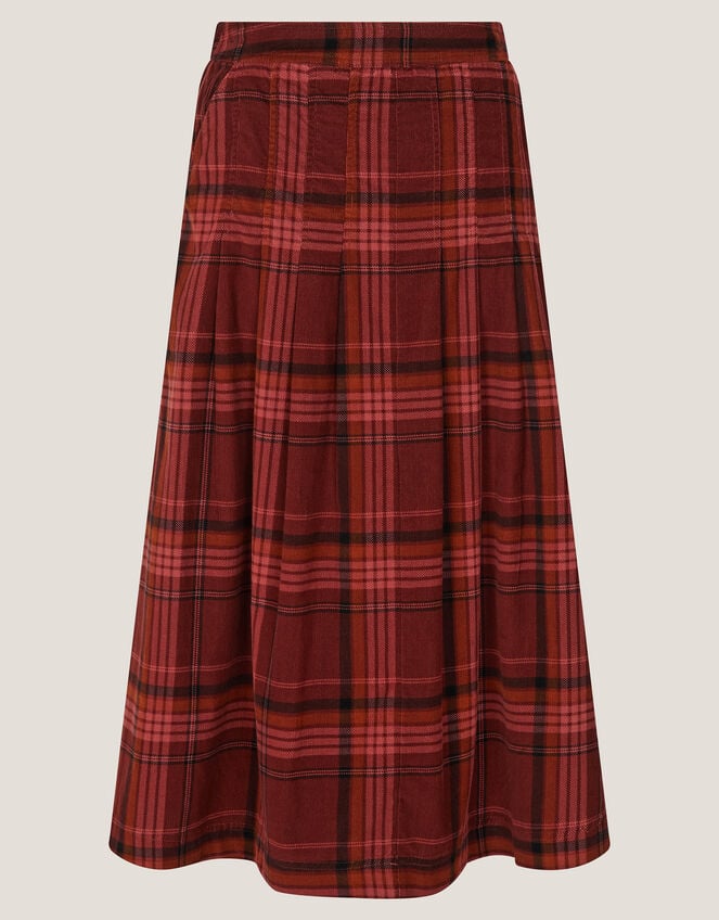 Charly Check Midi Skirt, Red (BURGUNDY), large
