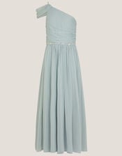 Sequin One Shoulder Prom Dress, Teal (DUCK EGG), large