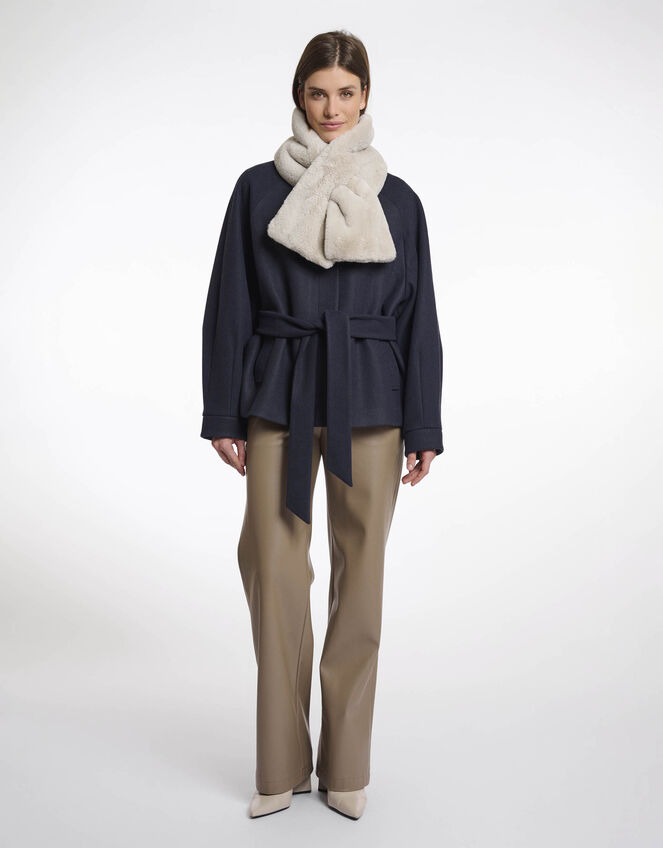 Rino & Pelle Stip Faux Fur Scarf, , large