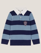 Varsity Stripe Polo Jumper, Blue (BLUE), large