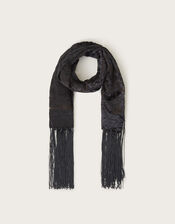Rosa Devore Fringe Scarf, , large