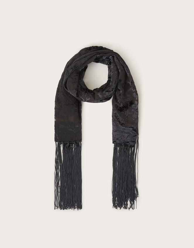 Rosa Devore Fringe Scarf, , large