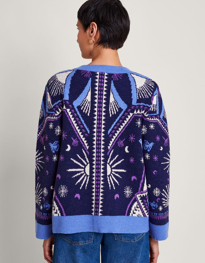 Elsie Print Cardigan, Blue (BLUE), large