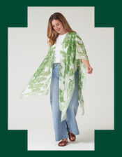 One Hundred Stars Giant Willow Print Kimono, Green (GREEN), large