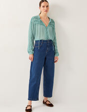 Juliet Sheer Texture Ruffle Blouse, SEA GREEN, large