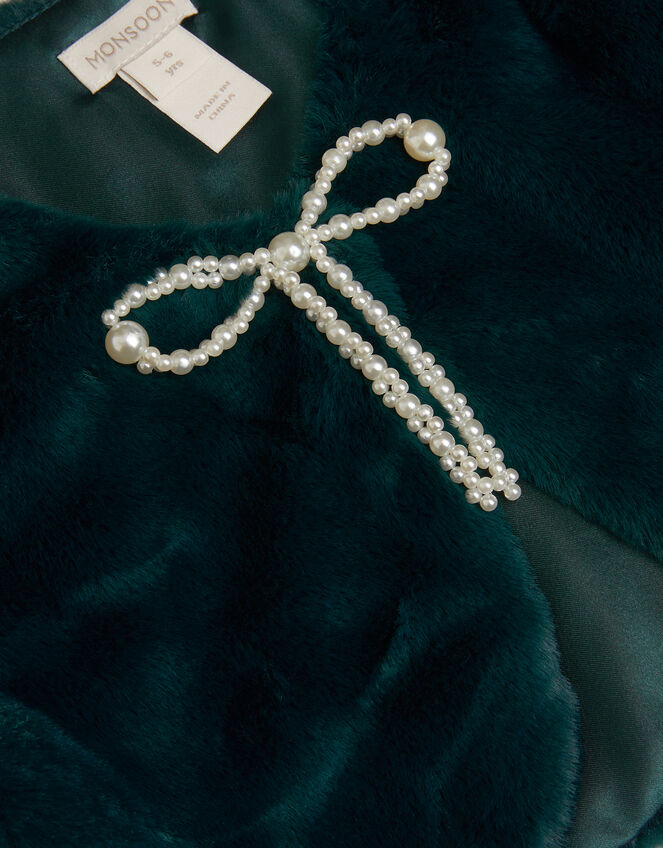 Marie Bow Faux Fur Shrug, Teal (TEAL), large