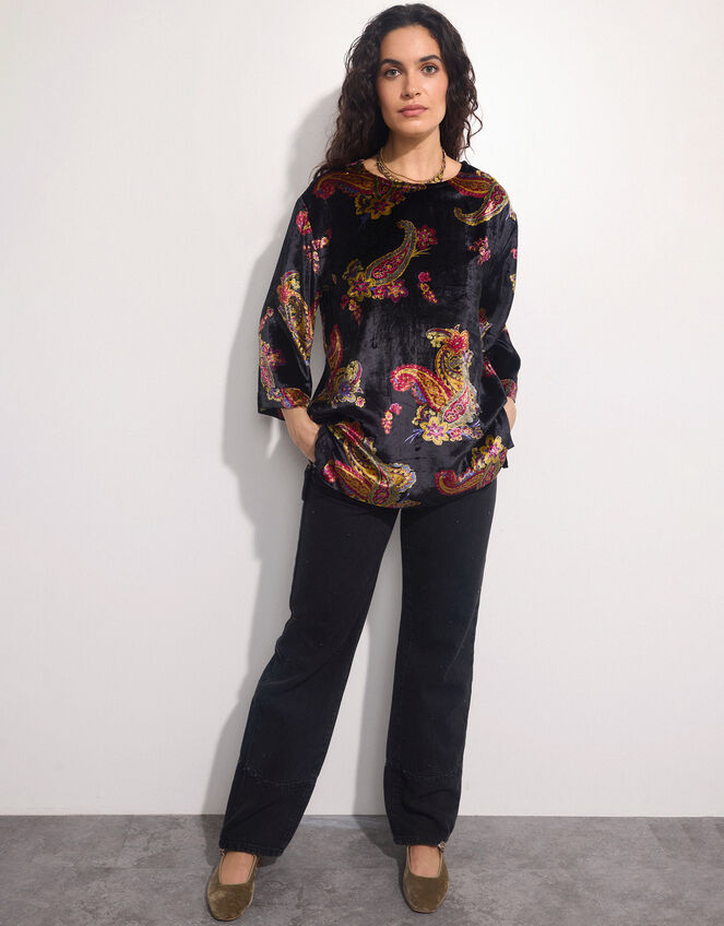 East Lucille Velvet Top, Black (BLACK), large