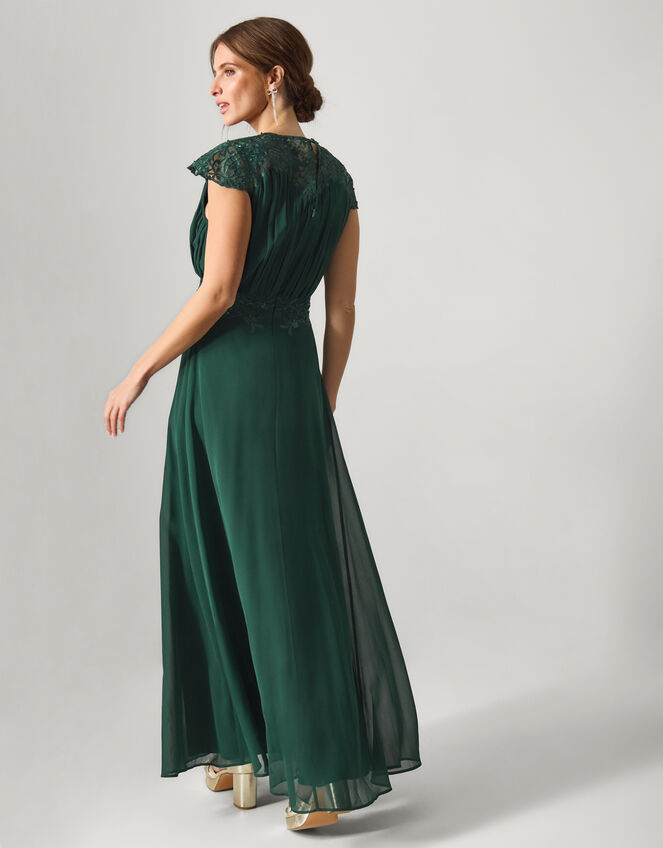 Elodie Lace Chiffon Bridesmaid Dress, Green (DARK GREEN), large