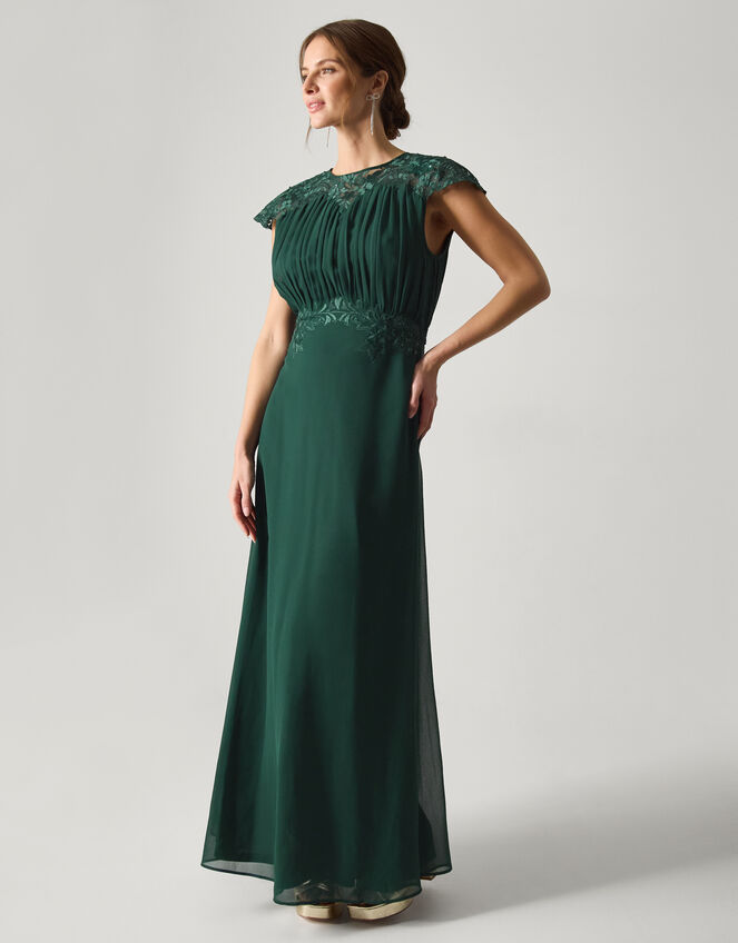Elodie Lace Chiffon Bridesmaid Dress, Green (DARK GREEN), large
