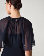 Mona Angel Sleeve Maxi Dress, Blue (NAVY), large