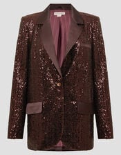 Monsoon x Sarah Corbett-Winder Satin Sequin Blazer, Bronze (BRONZE), large