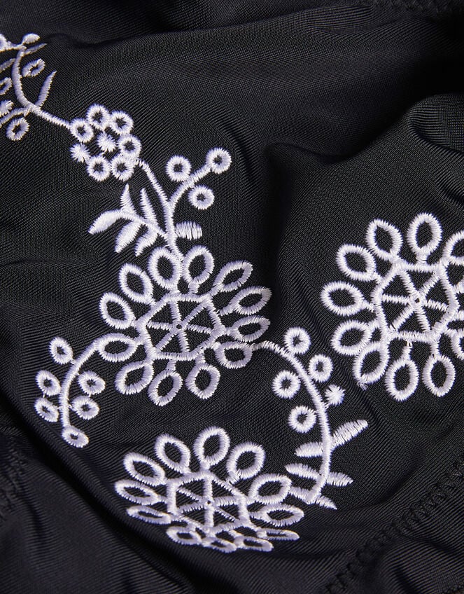 Embroidered Frill Bikini Set, Black (BLACK), large