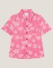 Palm Print Short Sleeve Shirt, Pink (PINK), large