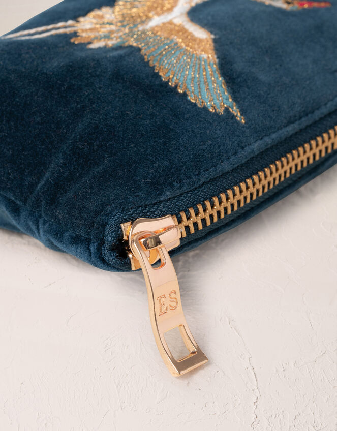 Elizabeth Scarlett Crane Velvet Coin Purse, , large