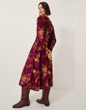 Yasmina Floral Fit & Flare Midi Dress, Red (CHERRY), large