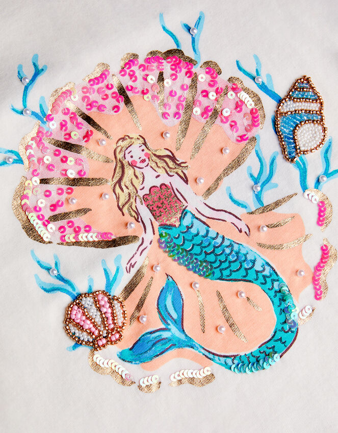 Mermaid Beaded T-Shirt, Ivory (IVORY), large
