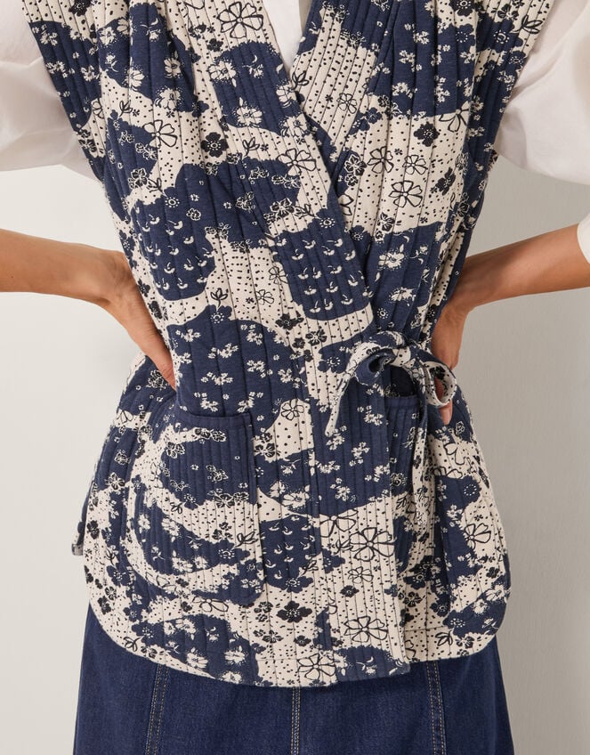 Alison Floral Quilted Gilet, Blue (NAVY), large