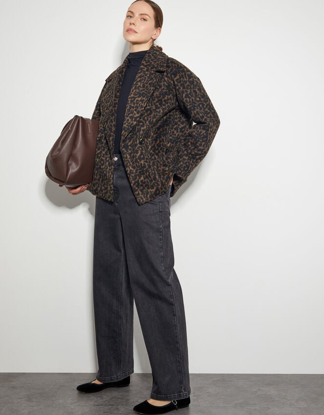 Lily Leopard Print Jacket, Black (BLACK), large