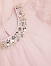 Alexandria Sequin Ruffle Tulle Swing Dress, Pink (PALE PINK), large
