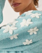 Eva Embroidered Sleeve Jumper, Blue (BLUE), large