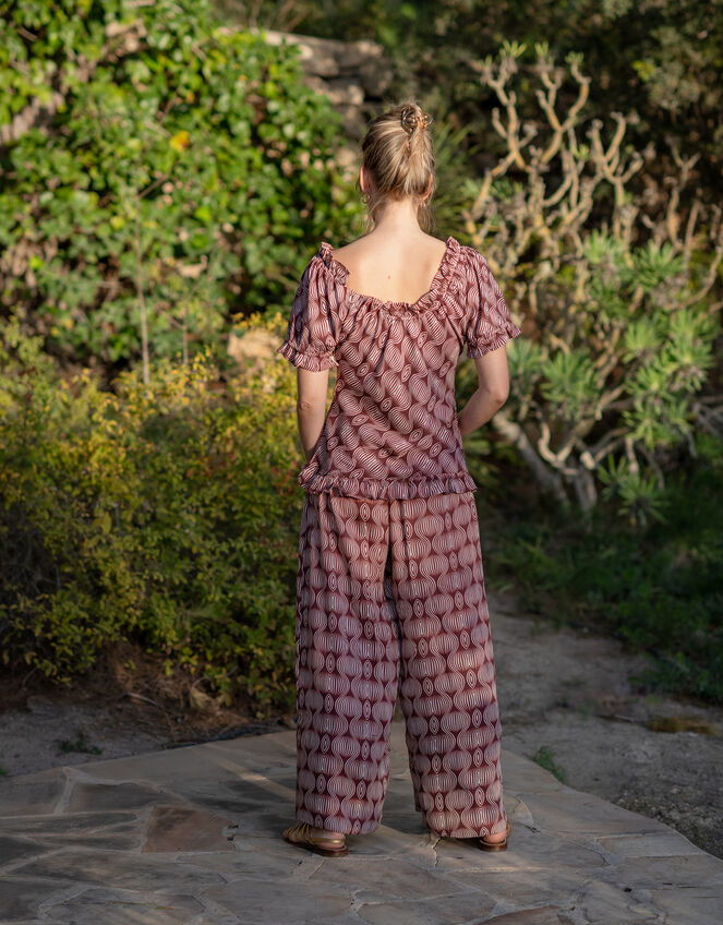 Lyrical Sisters Hourglass Print Trousers, Brown (BROWN), large