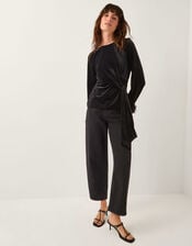 Freya Feather Velvet Top, Black (BLACK), large