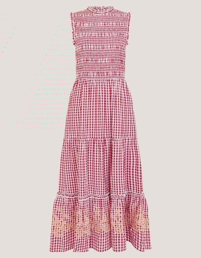 Greta Gingham Maxi Dress, Red (RED), large
