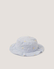 Baby Stripe Bow Bucket Hat, Blue (BLUE), large