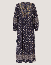 Bonny Floral Print Jersey Midi Dress, Blue (NAVY), large