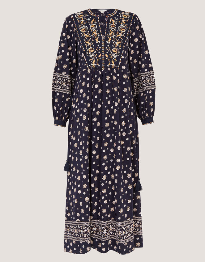 Bonny Floral Print Jersey Midi Dress, Blue (NAVY), large