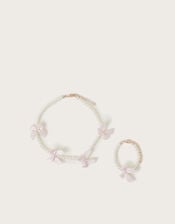 Carly Pearl Bow Necklace and Bracelet Set, , large